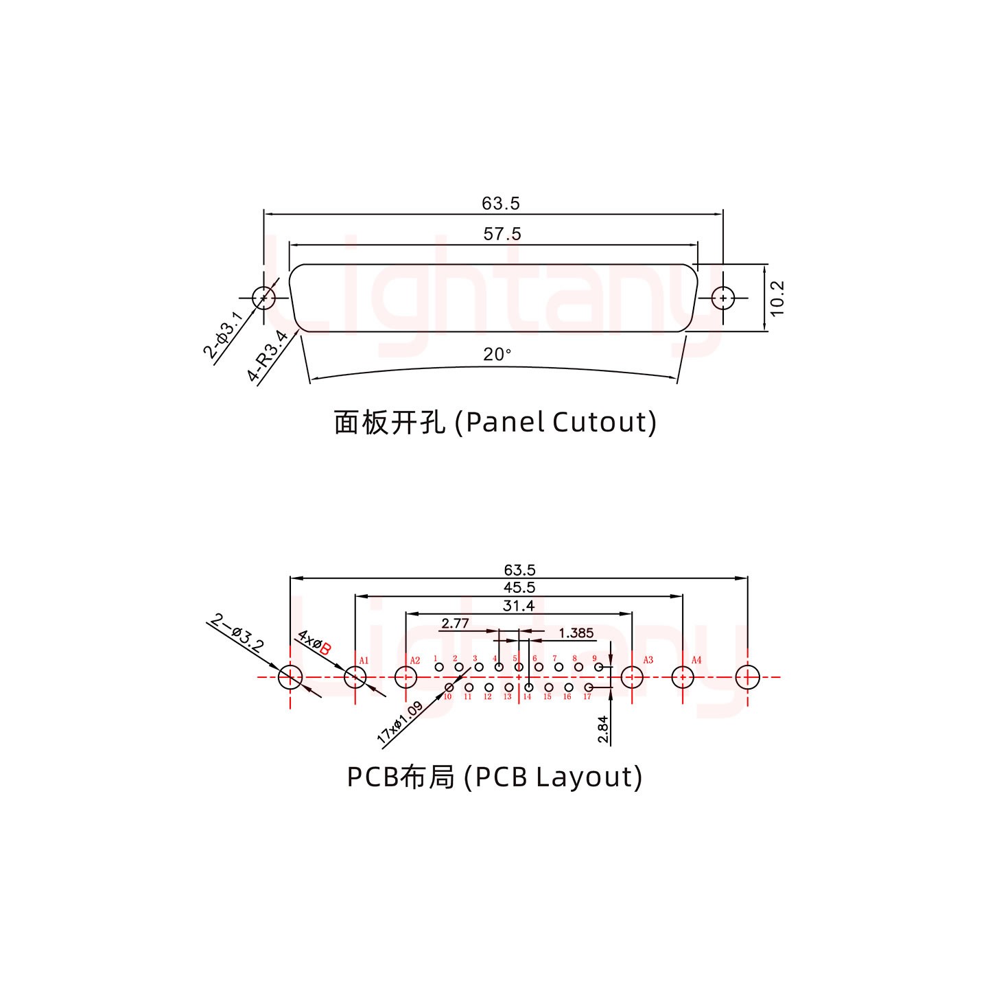 21W4公PCB直插板/鉚魚叉7.0/大電流40A