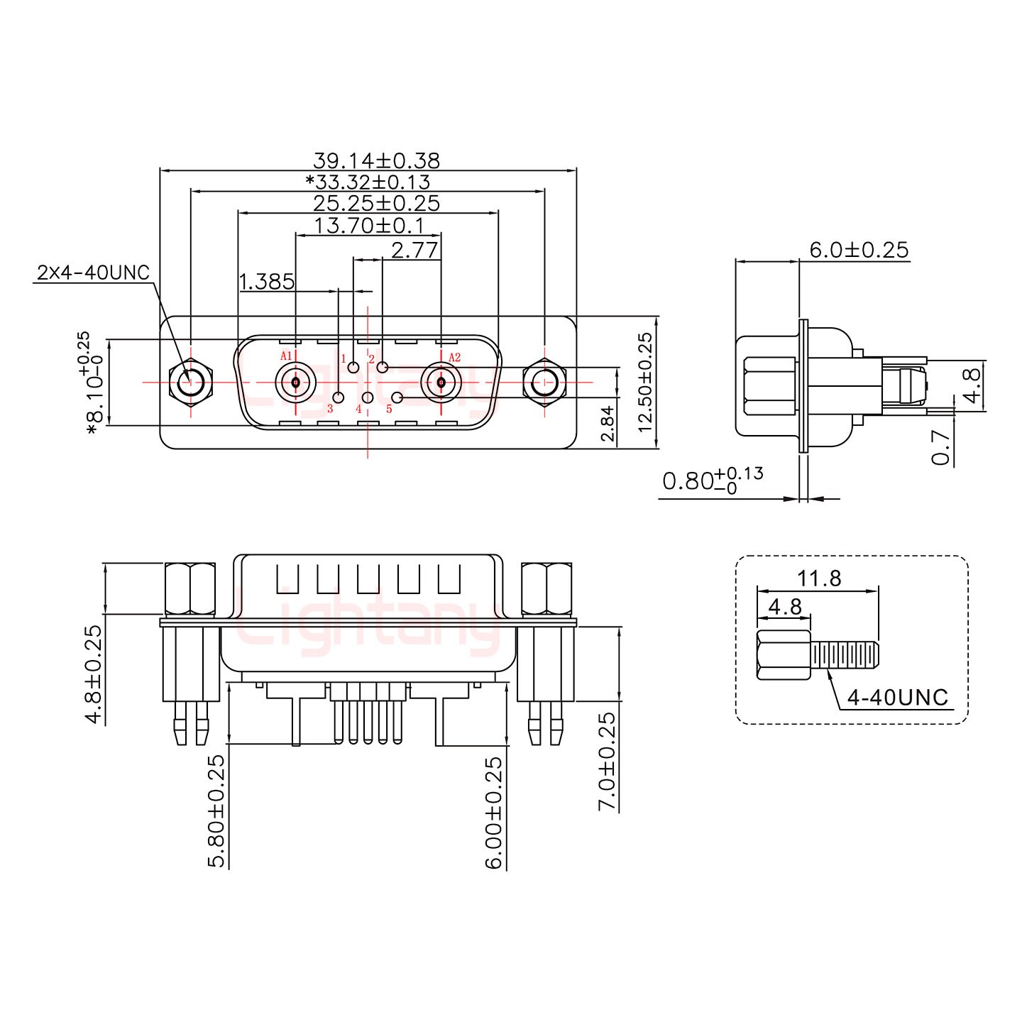 7W2公PCB直插板/鉚魚(yú)叉7.0/射頻同軸75歐姆