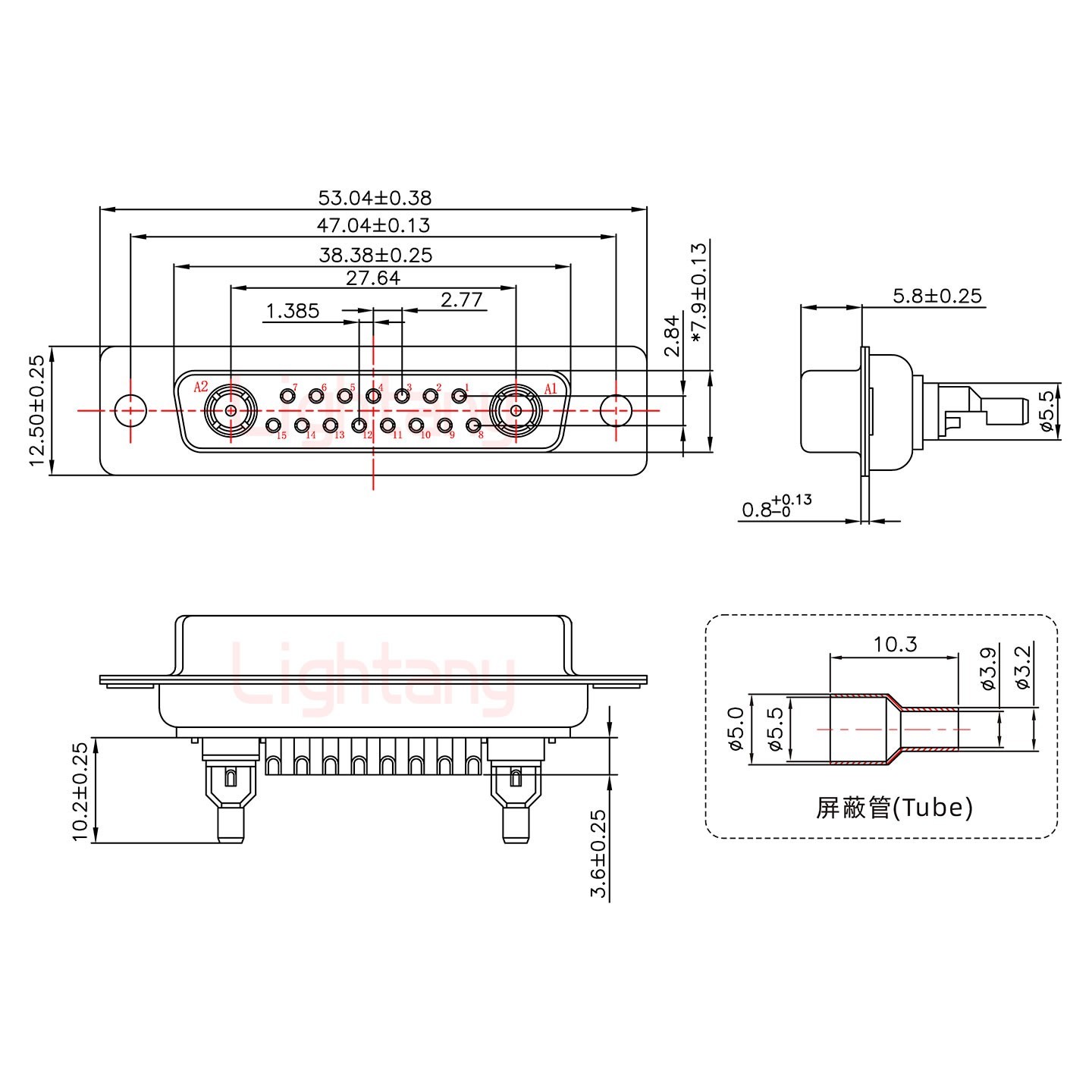 17W2母頭焊線(xiàn)+防水接頭/線(xiàn)徑5~11mm/射頻同軸75歐姆