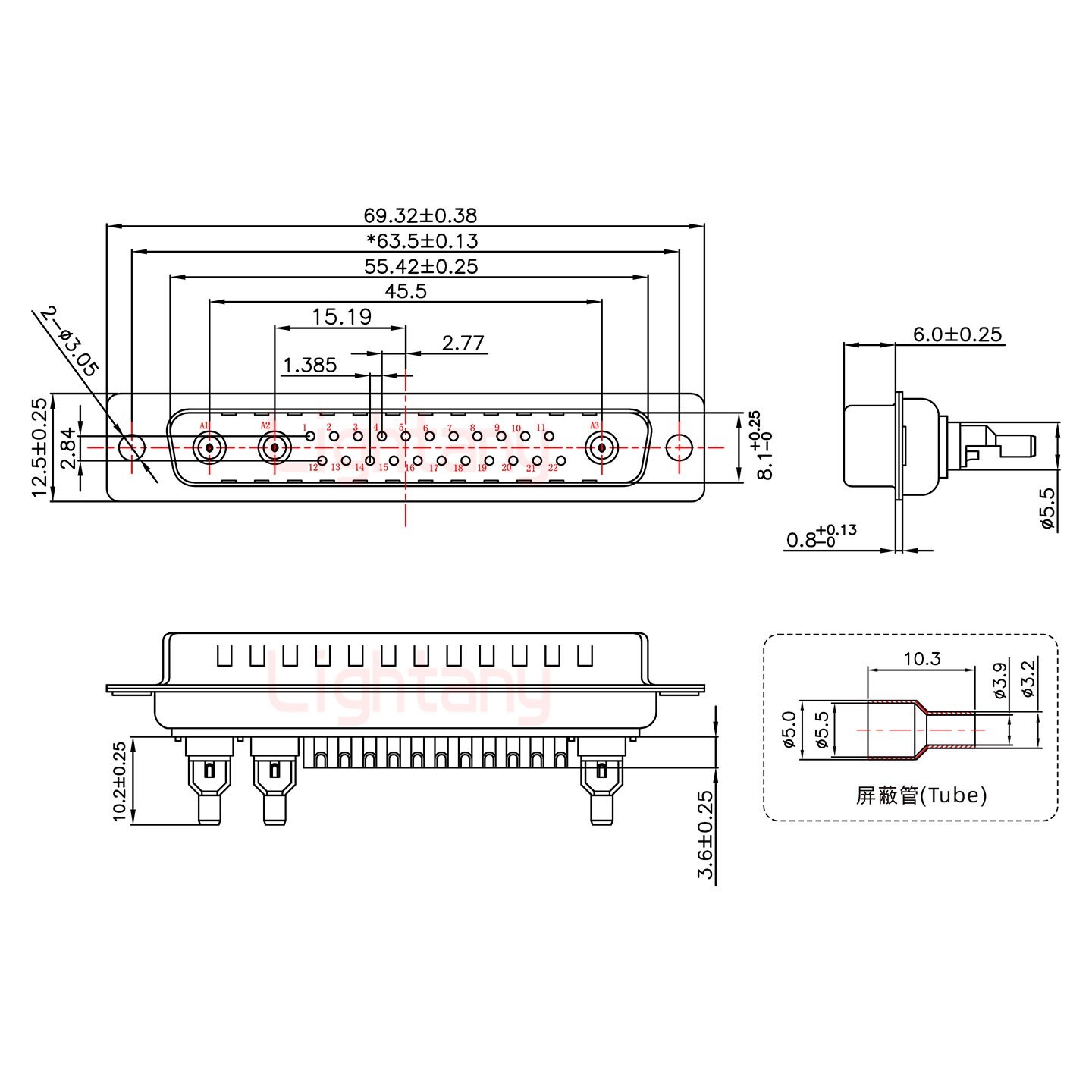 25W3公頭焊線(xiàn)+防水接頭/線(xiàn)徑5~11mm/射頻同軸75歐姆