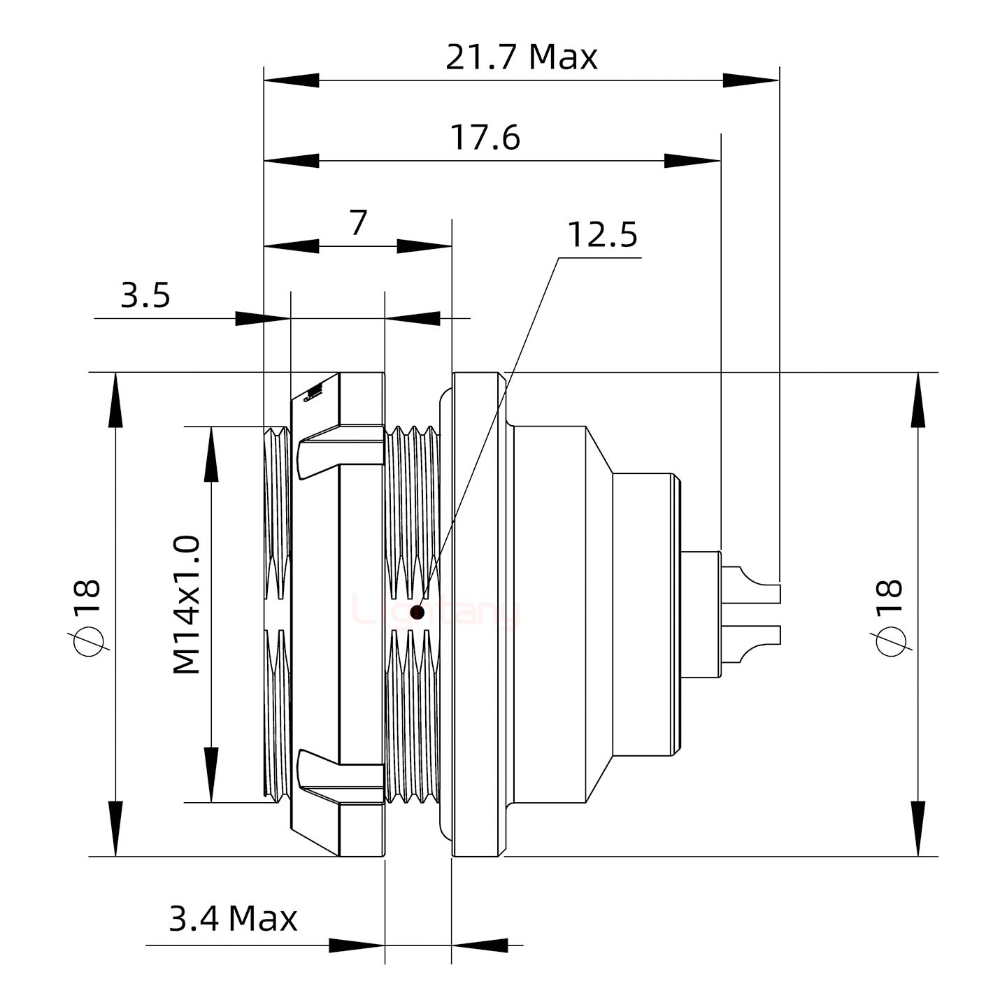EEG.0K.002.CLL推拉自鎖前螺母插座 焊線